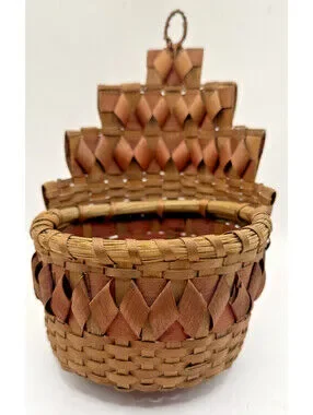 Mi'kMaq | Accents | Antique Mikmaq Woven Hanging Basket Porcupine Quill ...